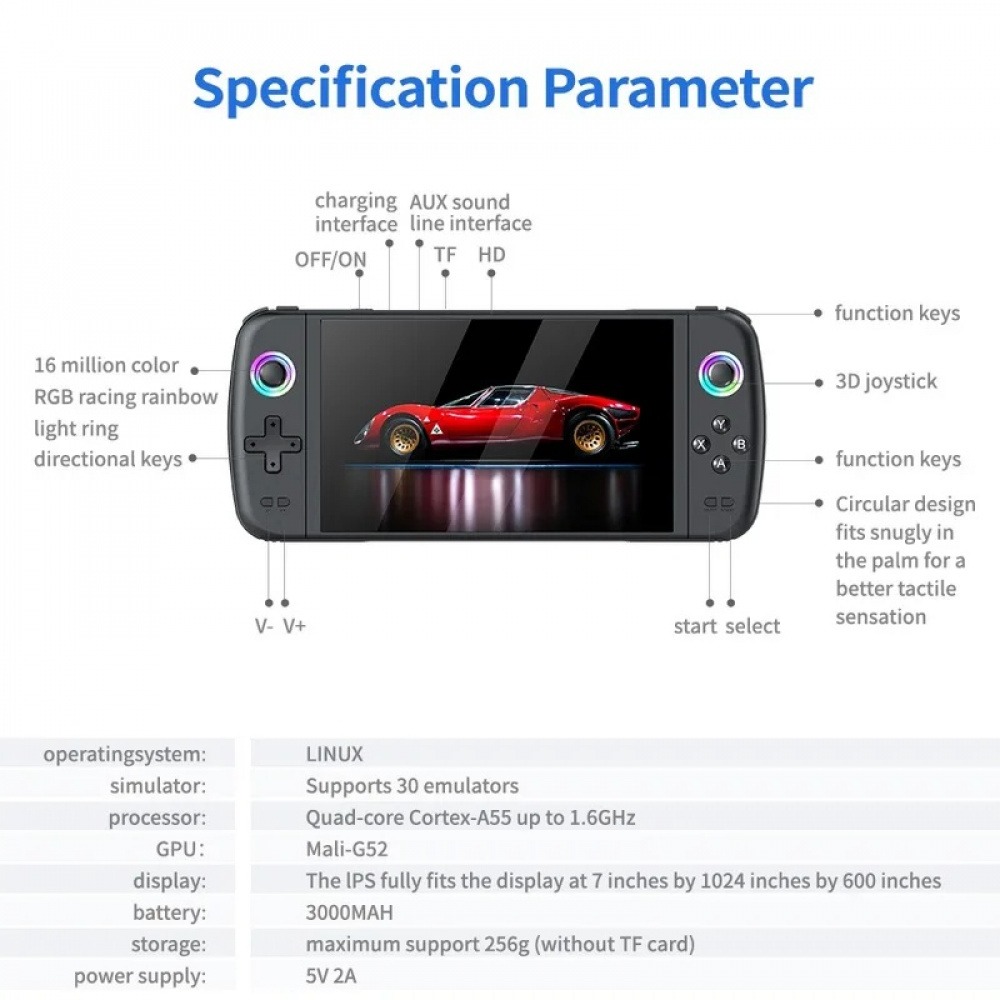 M27 7 Inch IPS Screen  Handhel - Q21 Gaming Console ulasan dan harga